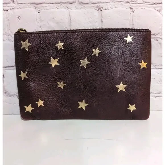Madewell Bags Madewell The Leather Pouch Clutch Star Embossed